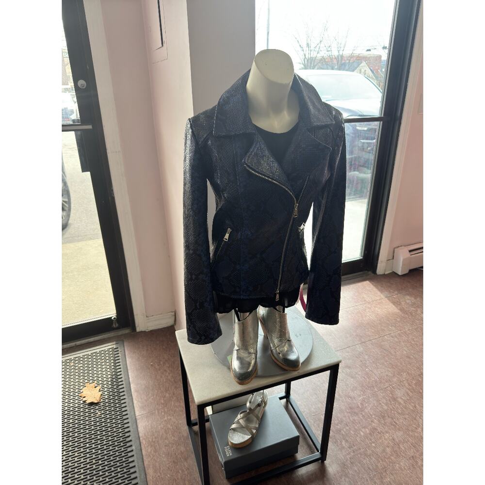 Amen Italy Snake-Print Shearling Biker Jacket – NWT – Size 2/XS - Picture 15 of 15